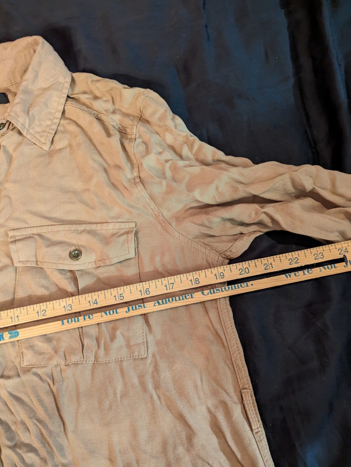 New Look tan button down L dress adjustable 3/4 to long sleeve