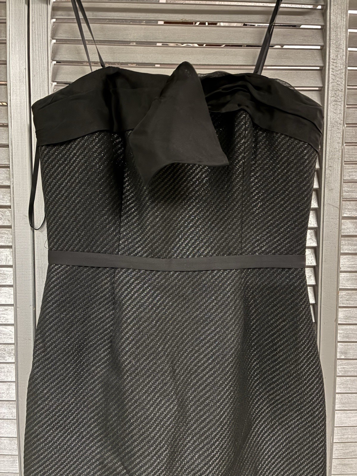 Max & Cleo Wm Strapless Black Herringbone Sz 8 Lined / Stays CCV6K869