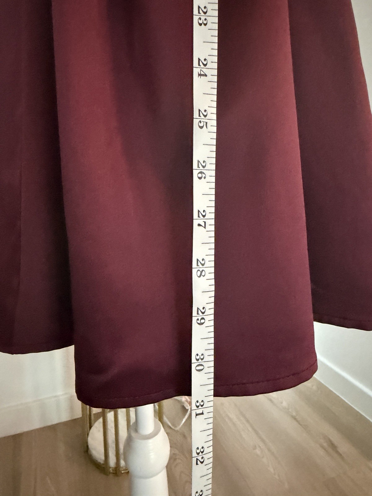 francesca’s Burgundy Solid Satin Mini Dress Square Neck Open Back Bow Zip Size S