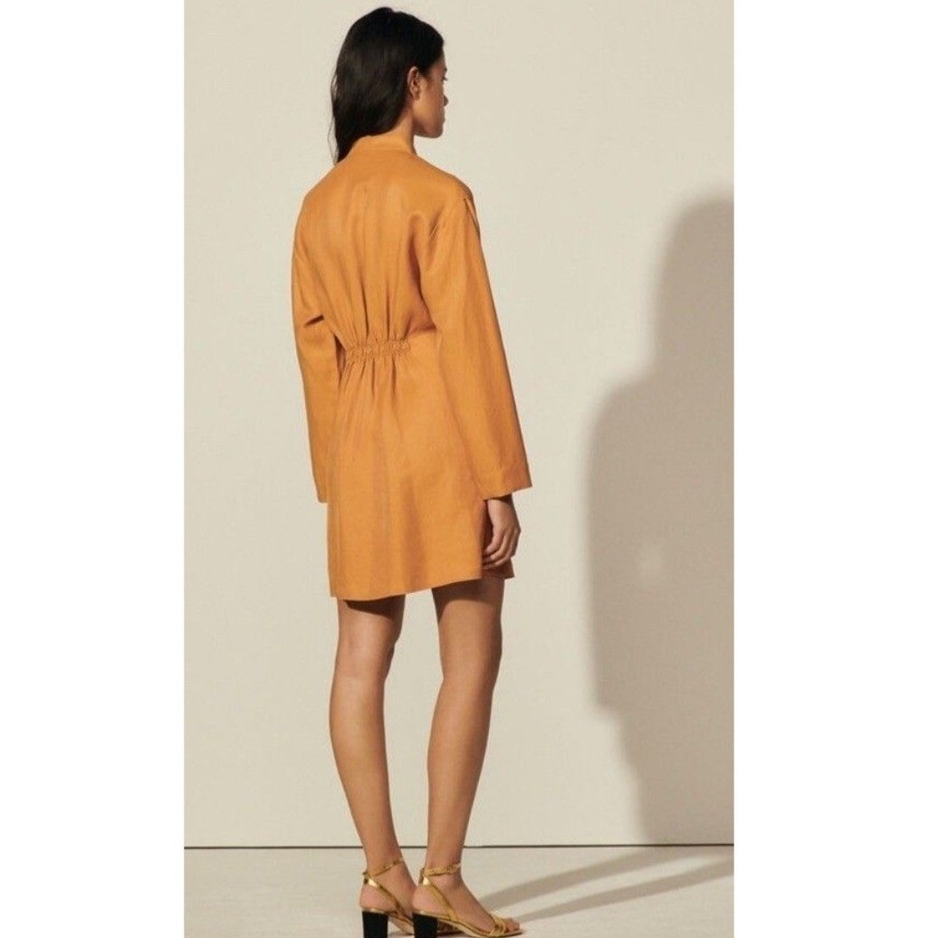 Sandro Amaria Cross-Over Neckline Dress, Camel, Caramel, Fall, Sz FR 36/US S
