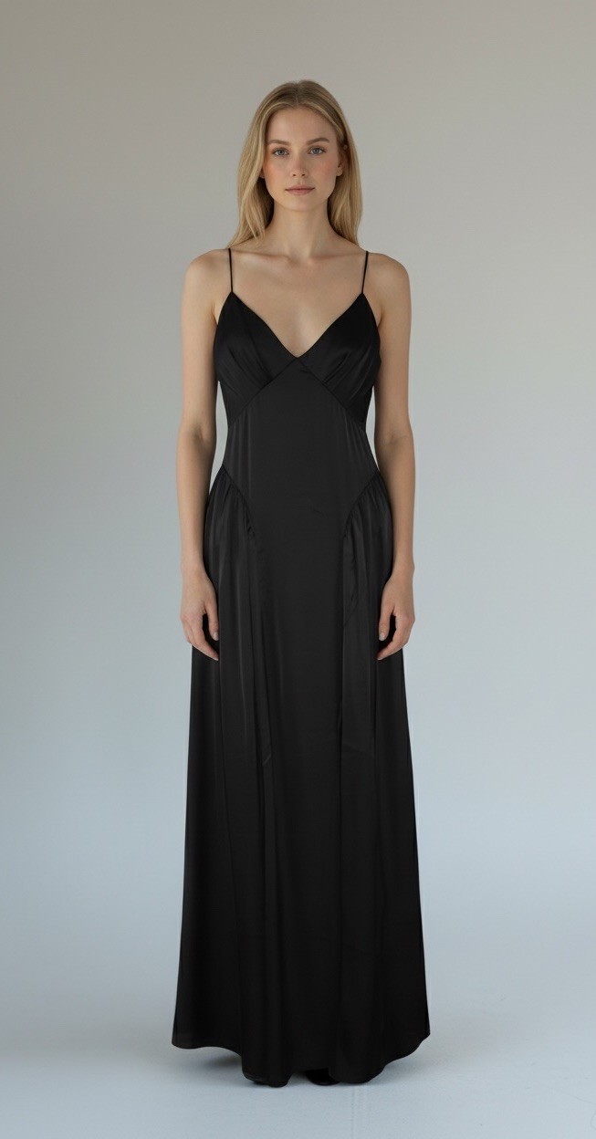 Forever 21 Dress Womens Large Black Corset Maxi Sateen Strappy Goth Vampire NWT