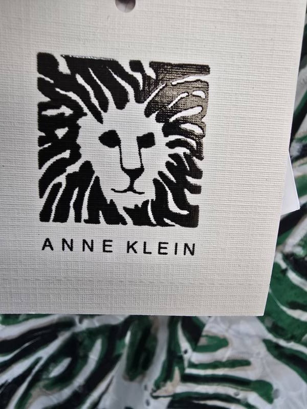 Anne Klein Printed Eyelet V-Neck Dress Women’s 10 White Dove Multi Sleeveless
