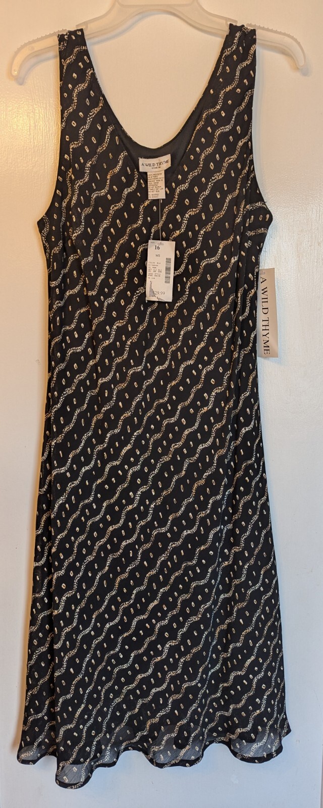 A Wild Thyme Women’s Dress Black Print Size 16 New with Tags