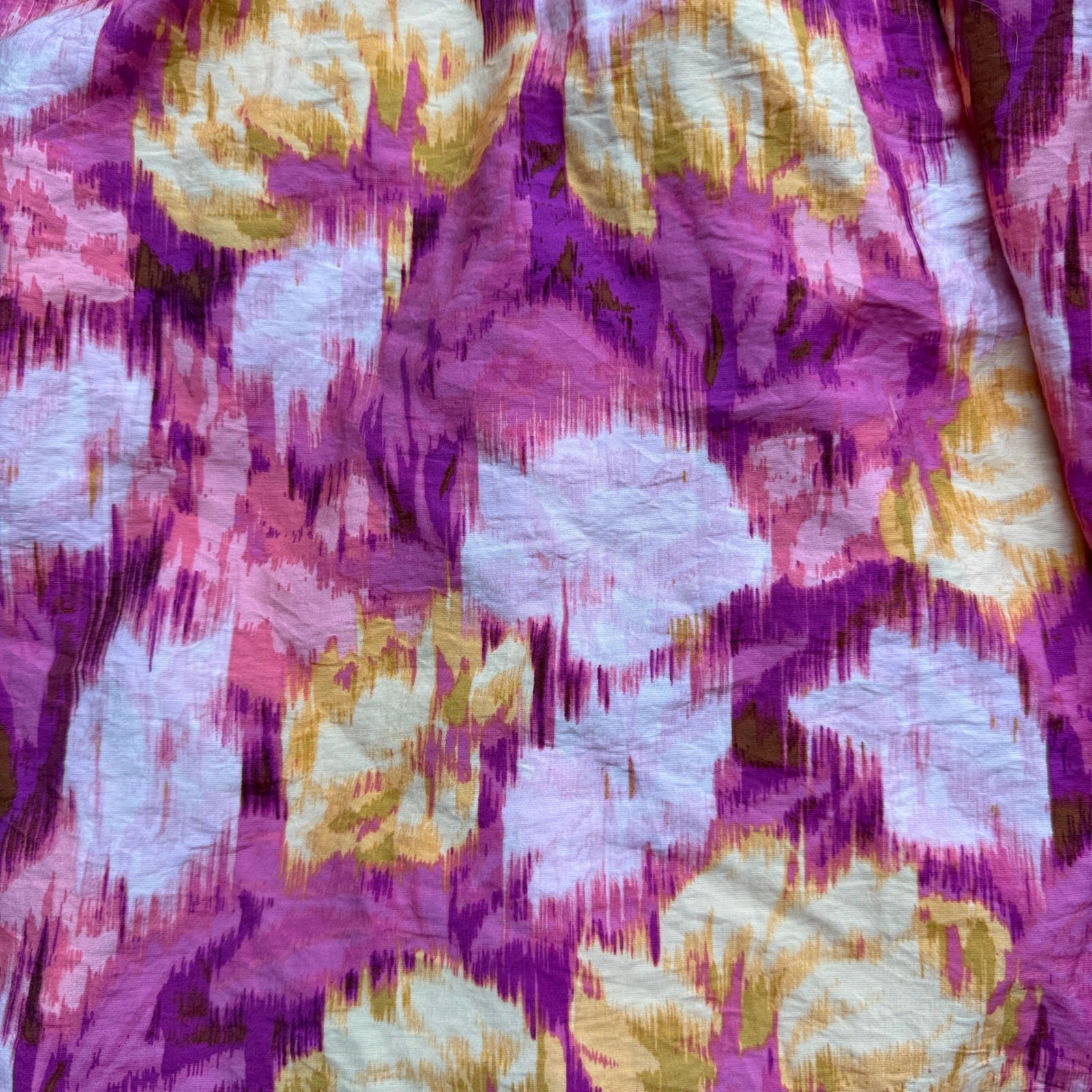 LOFT Dress Womens Small Pink Orange Floral Puff Sleeve Smocked Boho Cottagecore
