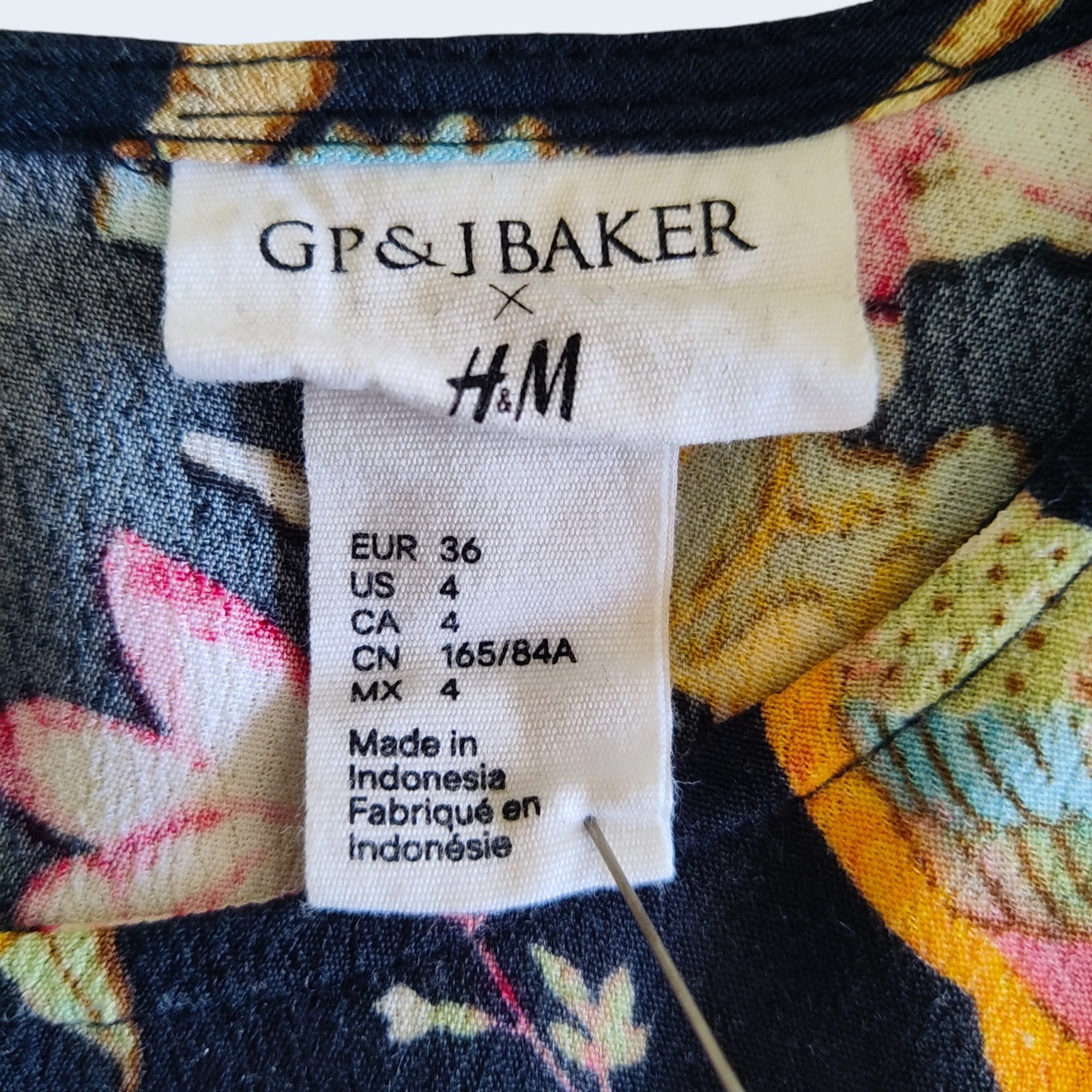 GP & J Baker x H&M Shift Dress Chinoiserie Floral Bird Print Kimono Sleeve Sz 4
