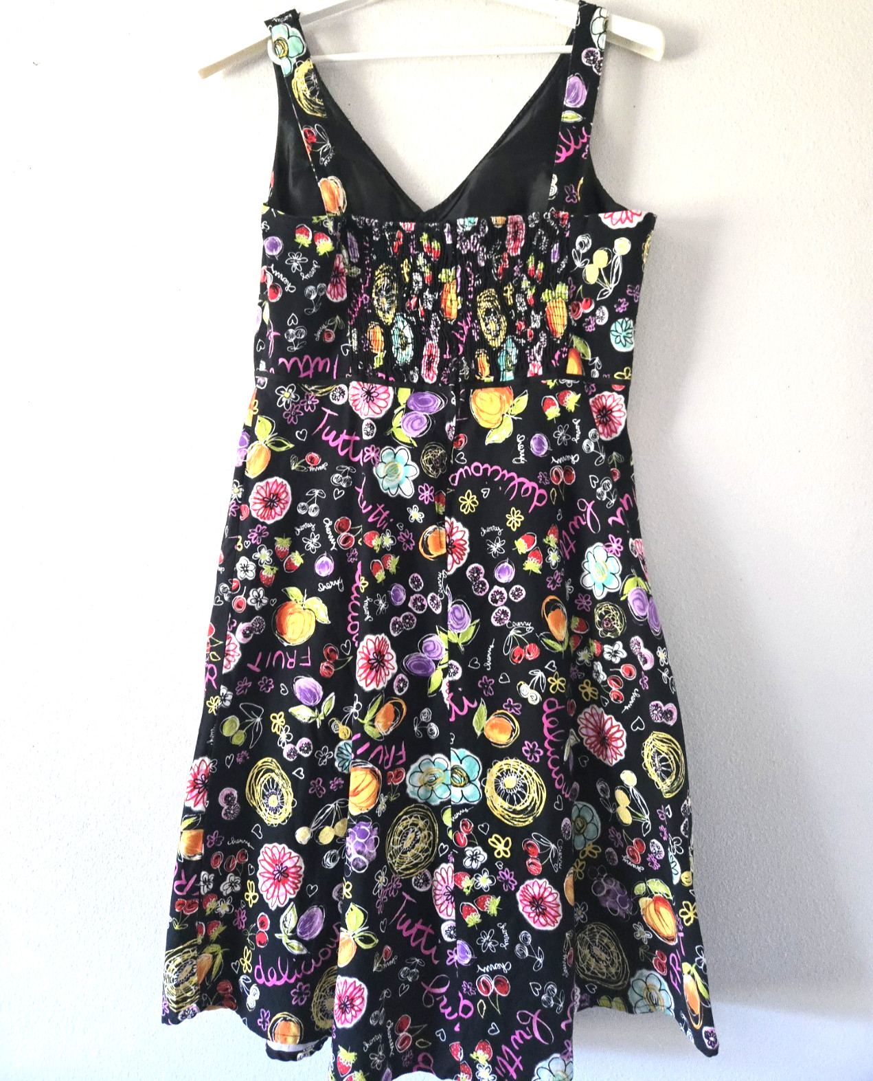 Karin Stevens Fruit Floral Print Dress Womens 16 Cotton Fit Flare Adjust. Straps