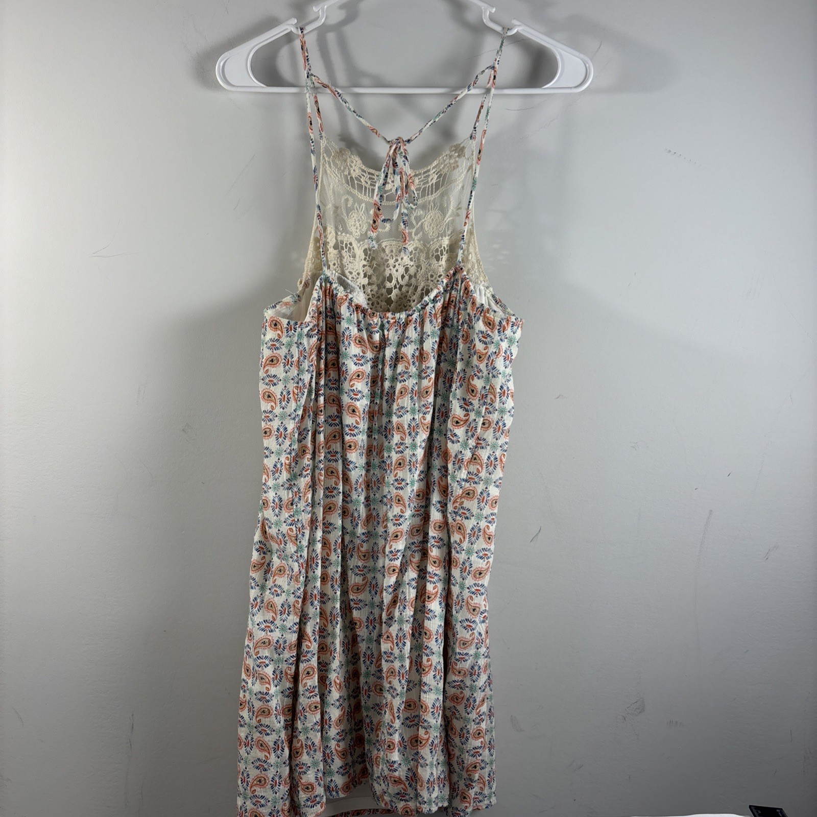ALTAR’D STATE SUNDRESS WHITE ORANGE BLUE SPAGHETTI STRAPS SZ MEDIUM