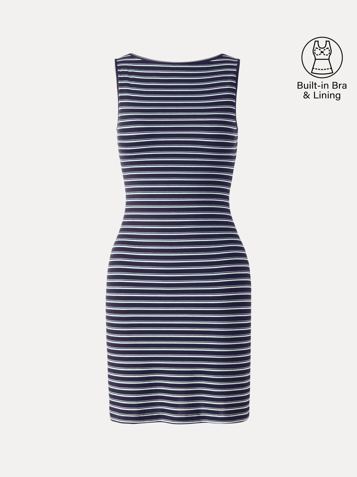 Lyocell-Wool Striped Open Back A-Line Mini Bra Dress
