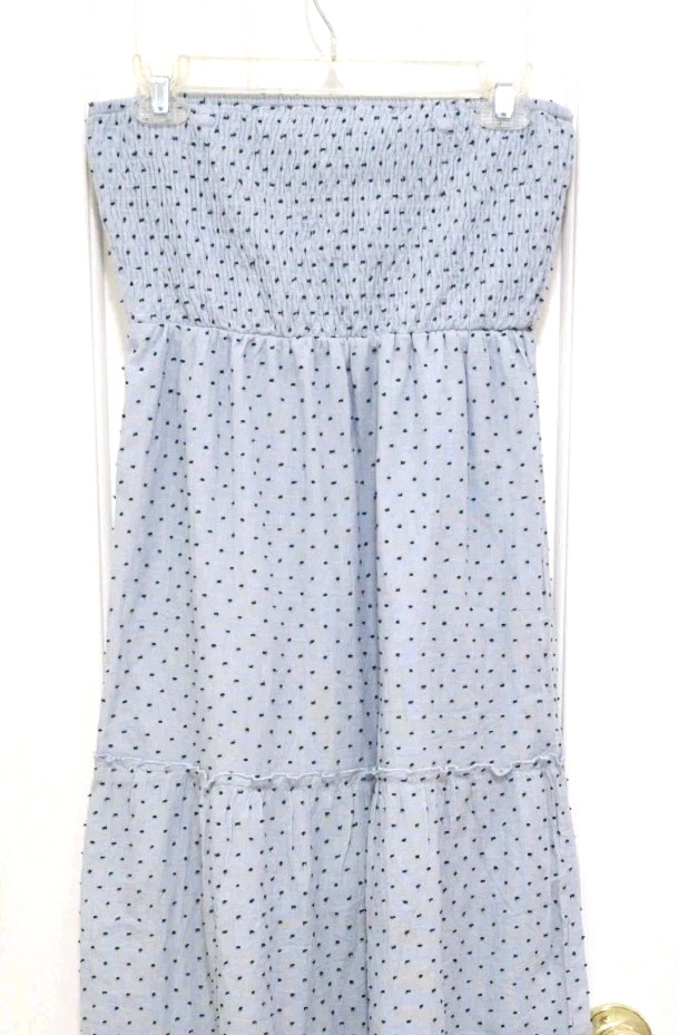 Style Envy Peasant BOHO STRETCHY Tube Top LONG STRAPLESS MAXI Dress Medium Blue