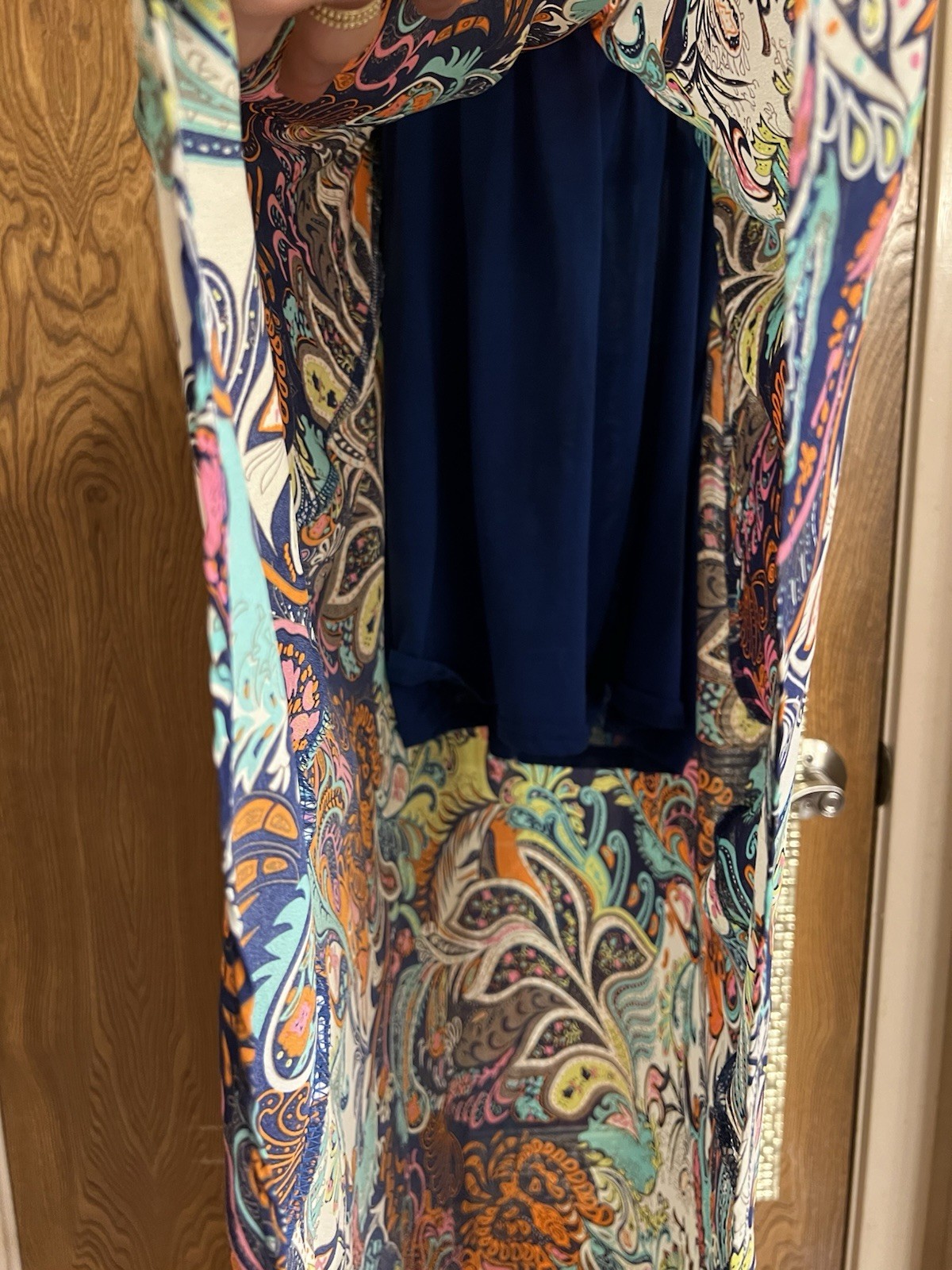 Beautiful Colorful High-Low Hemline Summer Dress With Lining & Gold Ribbon Trim