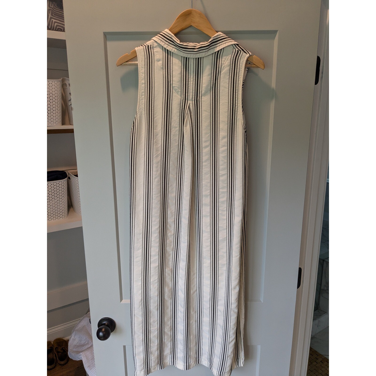 Maeve Anthropologie Ester Striped Midi Dress Sleeveless Button Front Casual 10