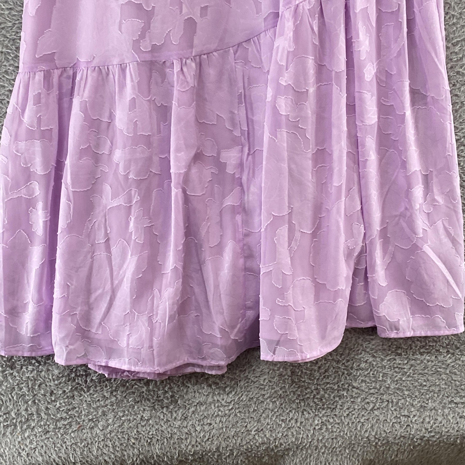 Hello Molly Strapless Sweetheart Midi Dress Womens Large Floral Tiered Lilac