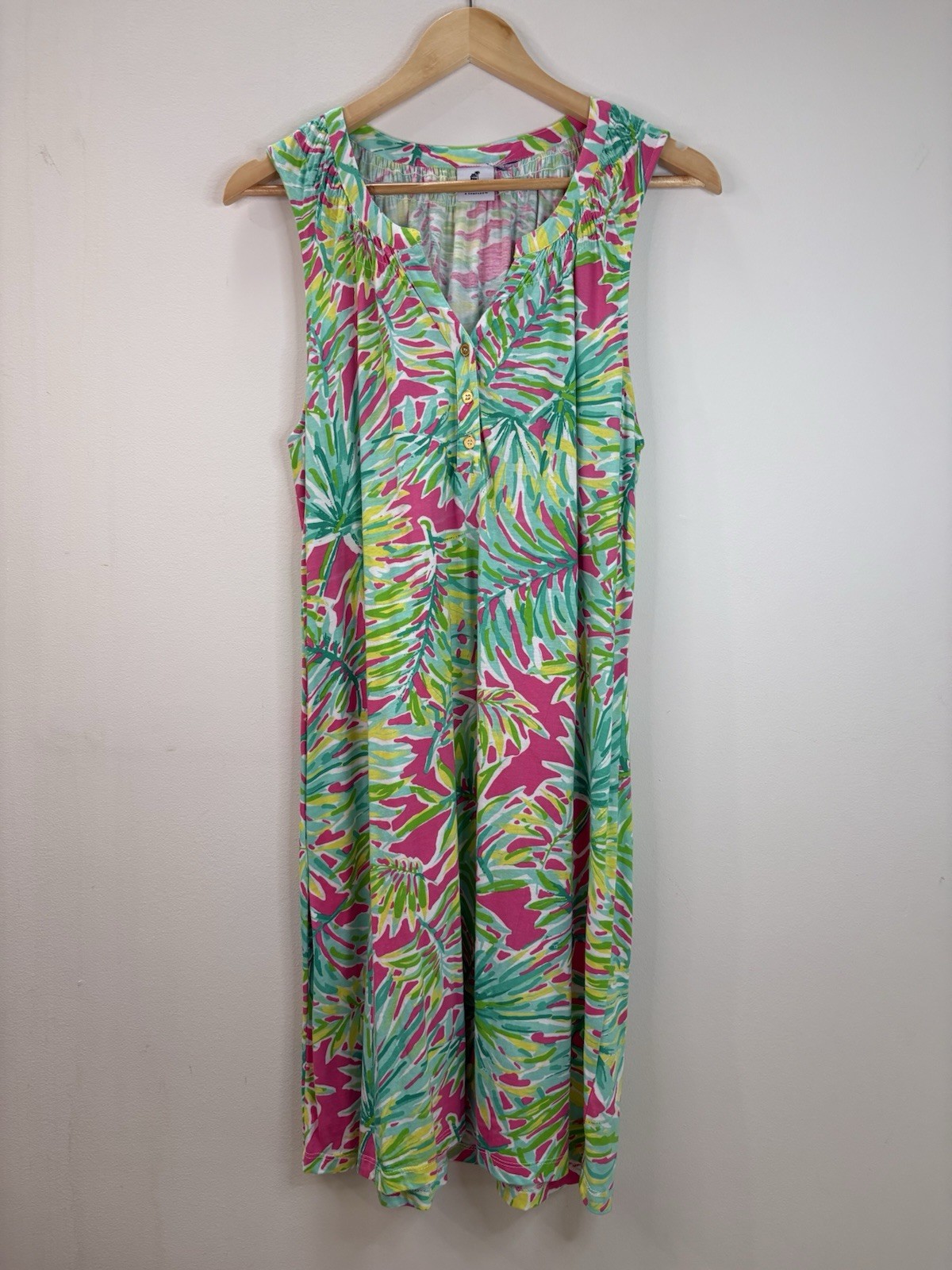 Caribbean Joe Womens Size L Colorful Floral Shift Dress Stretch Beach Sleeveless