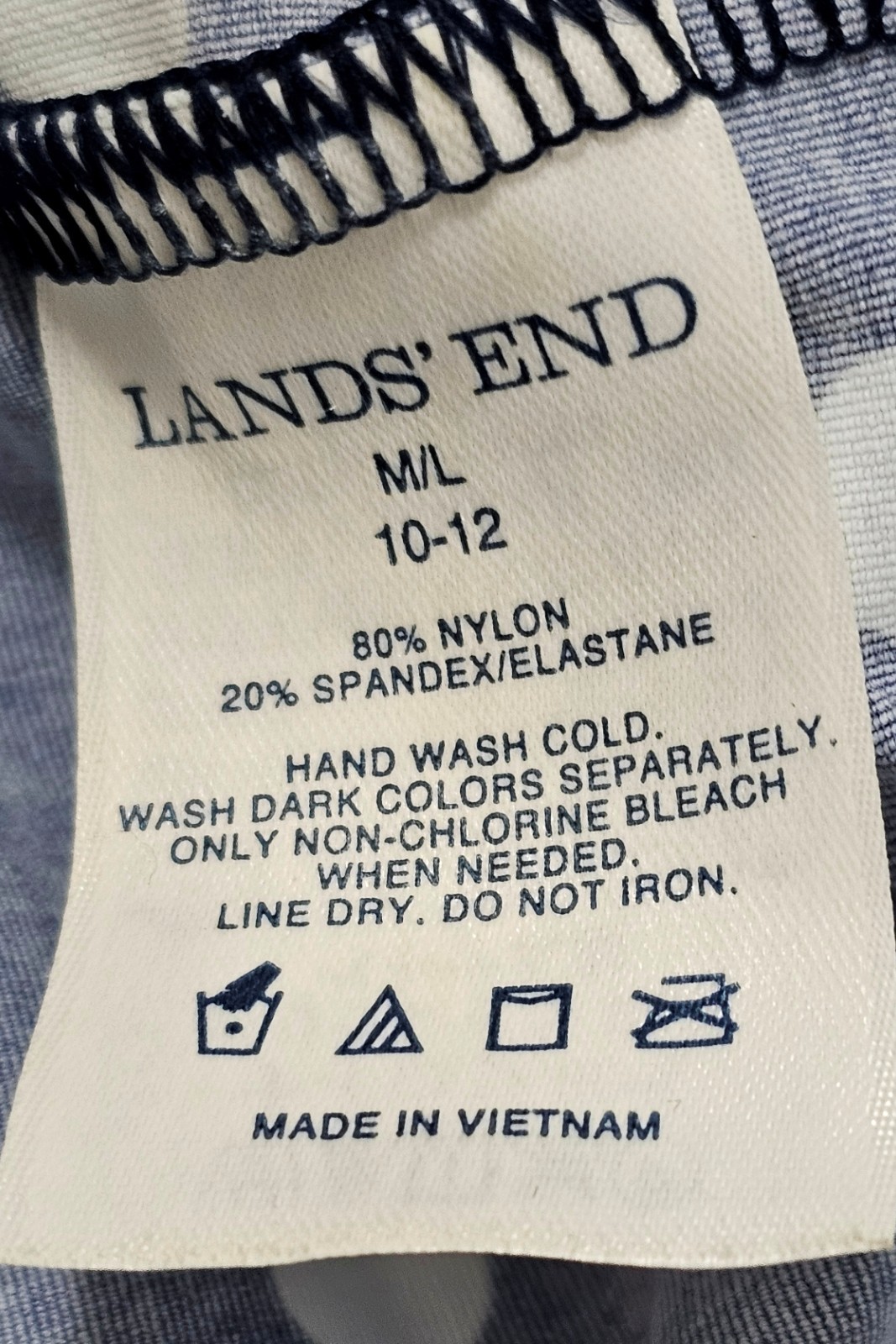 Lands End Womens Dress Navy Blue White Dots Knee Length Nylon Spandex 10 12