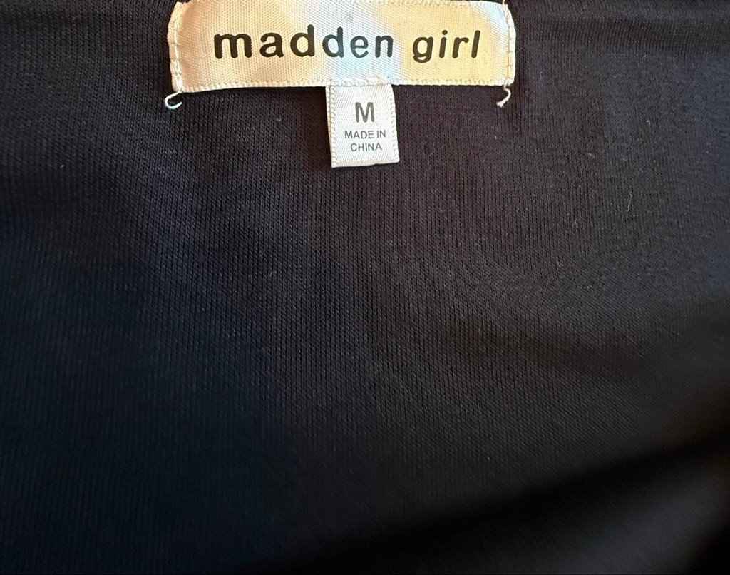 Madden Girl Black Off-Shoulder Mini Dress with Grommets M NWT