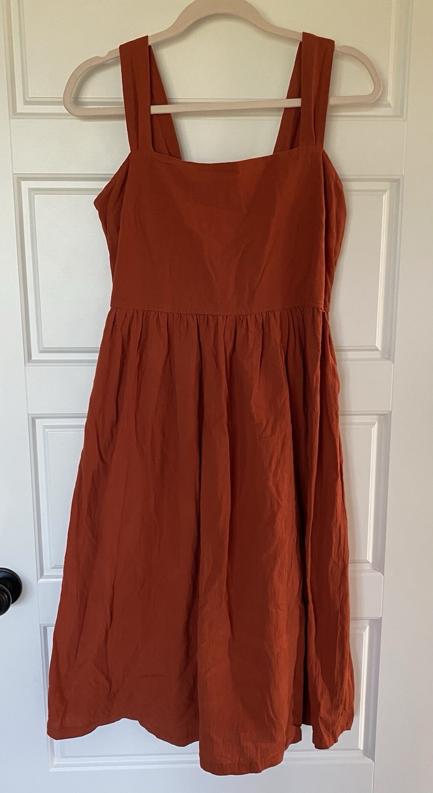 Commense Women’s Rust Orange Midi Dress Sleeveless Size Large L