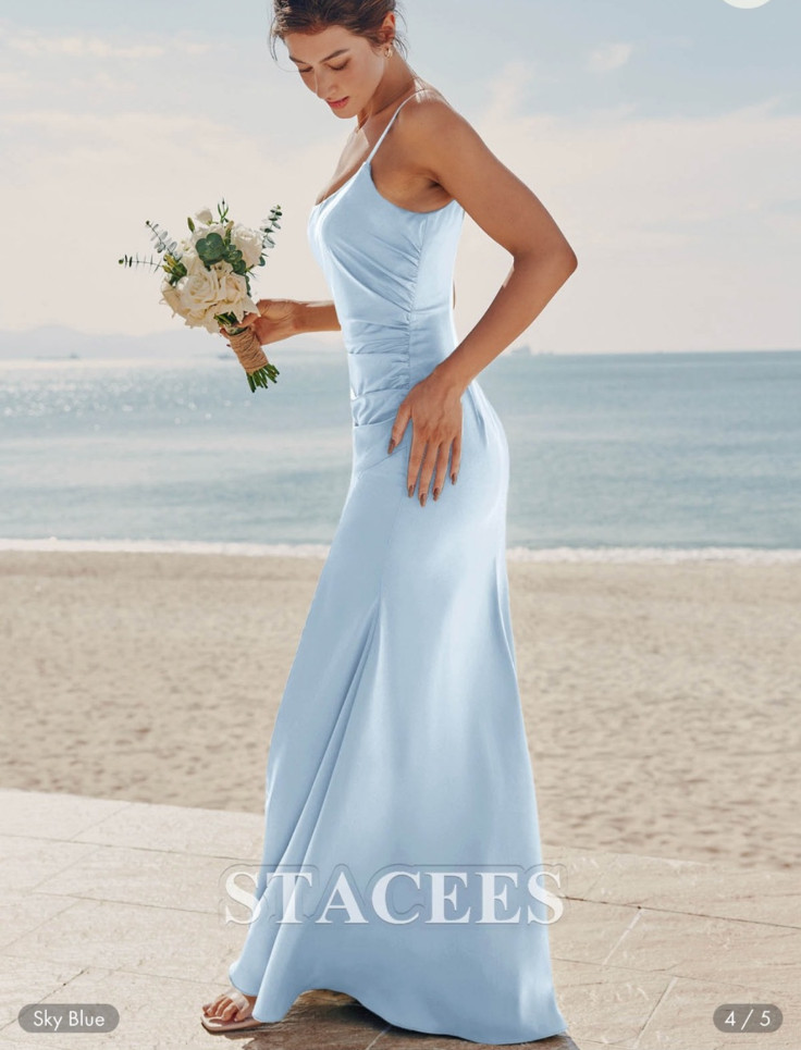 Stacees Sky Blue Spaghetti-Strap Dress