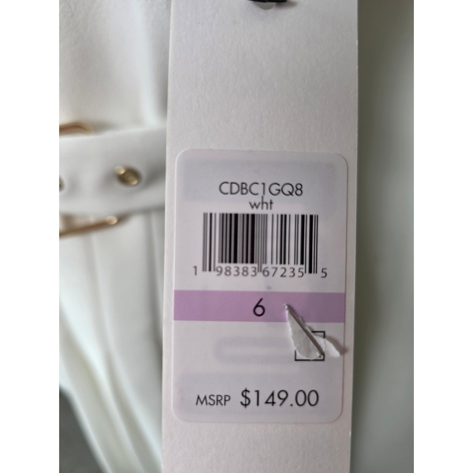 Calvin Klein White Belted Sheath Dress Size 6 Sleeveless RP $146 Elegant Blazer