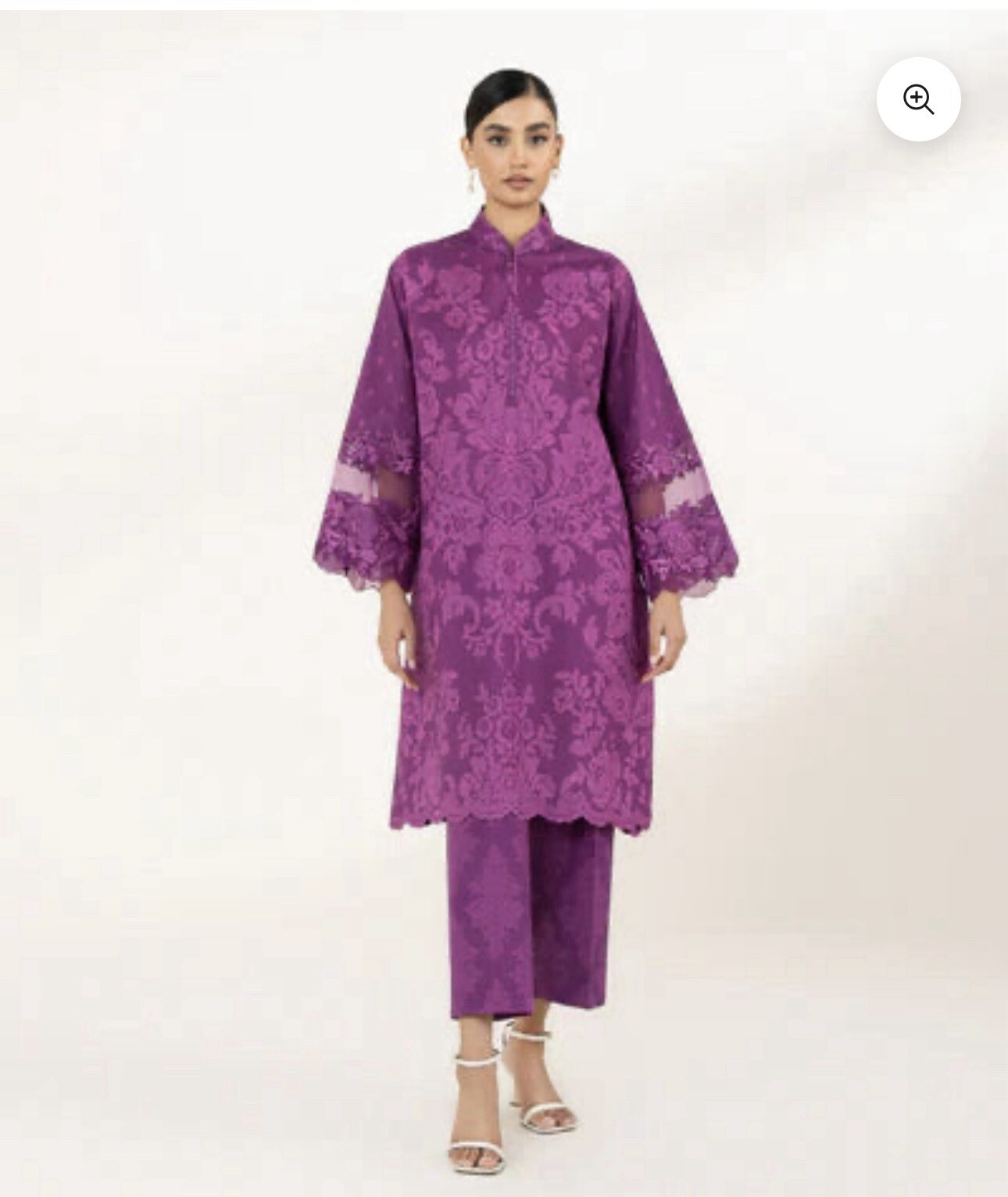New Original Pakistani Indian LAWN Sapphire Stitched Embrioded Dress Plum Large