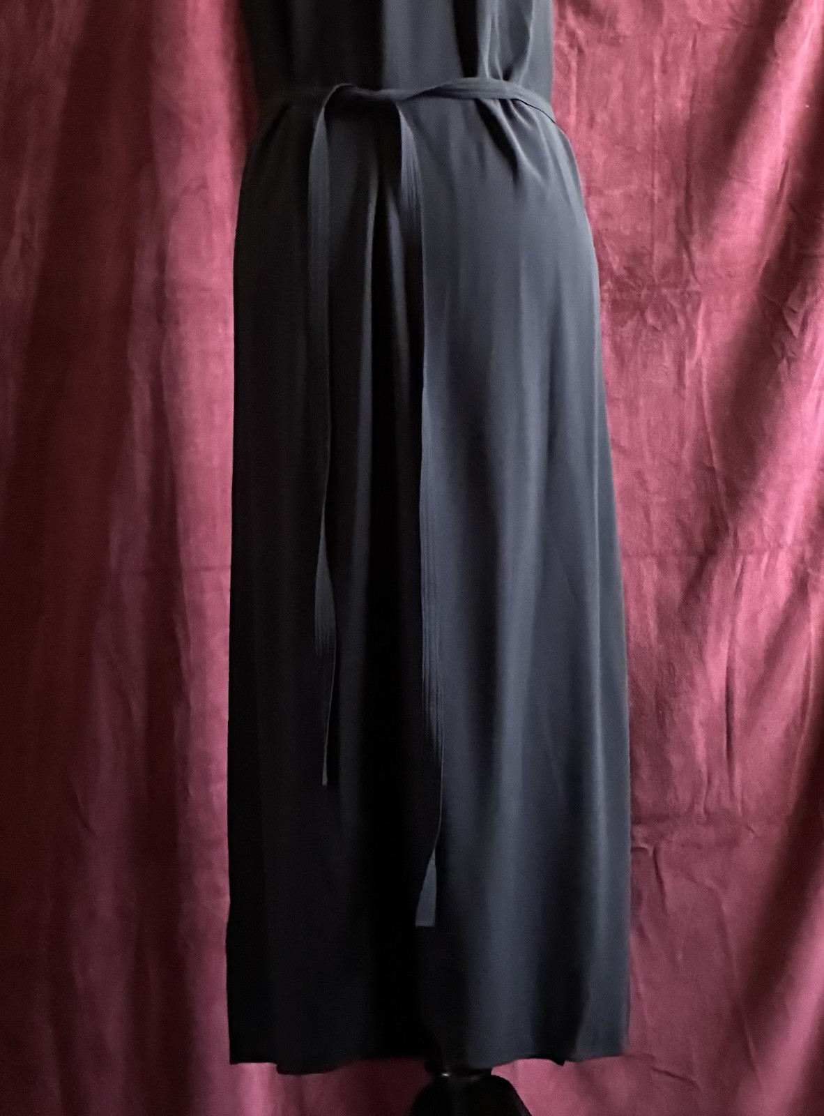 Helmut Lang Black Midi Wrap Dress Side Slits Sleeveless XS
