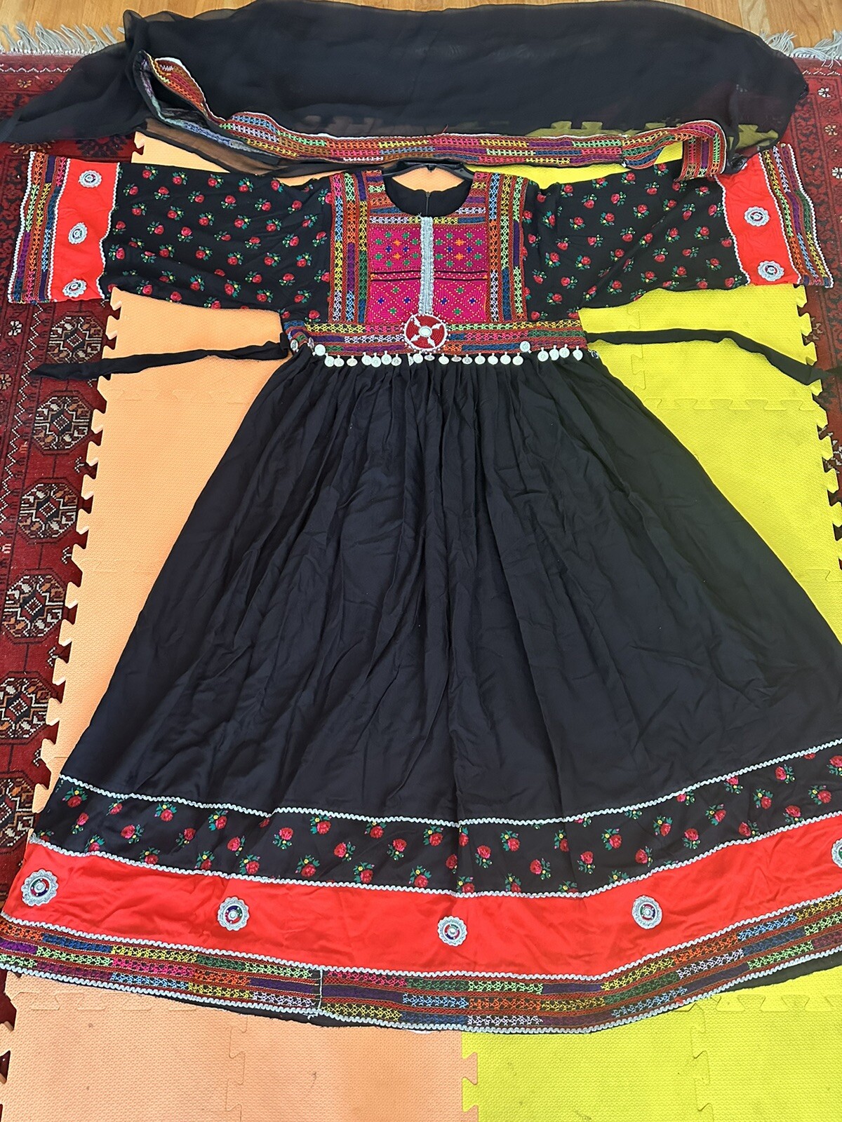 Afghan Afghani Embroidered Handmade Beautiful boho Dress Tribal Kuchi Free Size