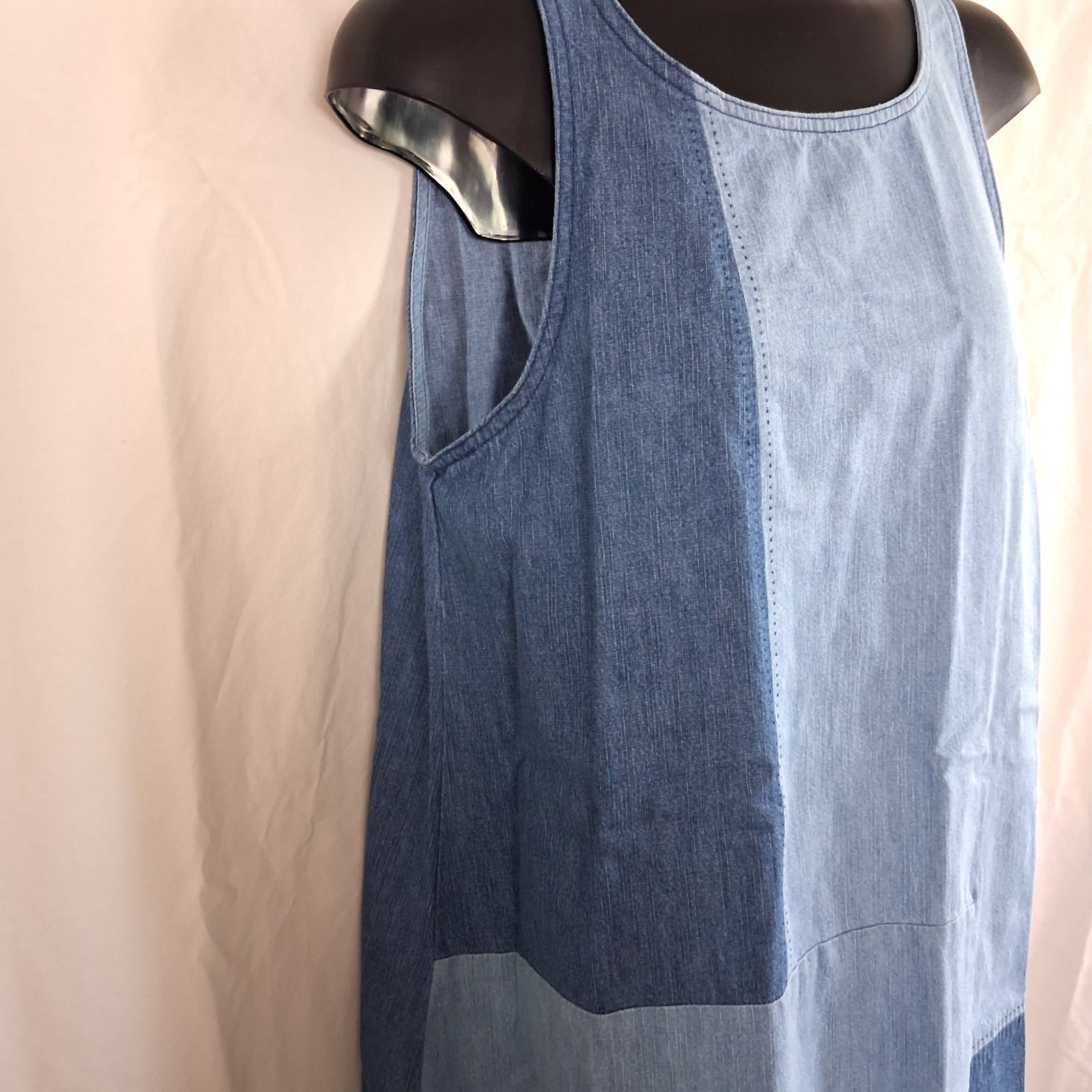 Chelsea & Violet Chambray Blue Sleeveless Pullover Summer Denim Dress Size L