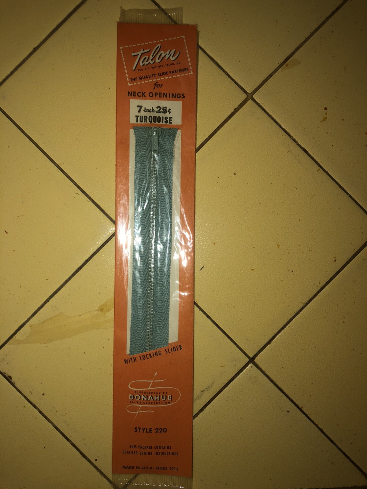 *New* 1950’s slide fastener Turquoise 7 inch for neck openings sleeves, pockets