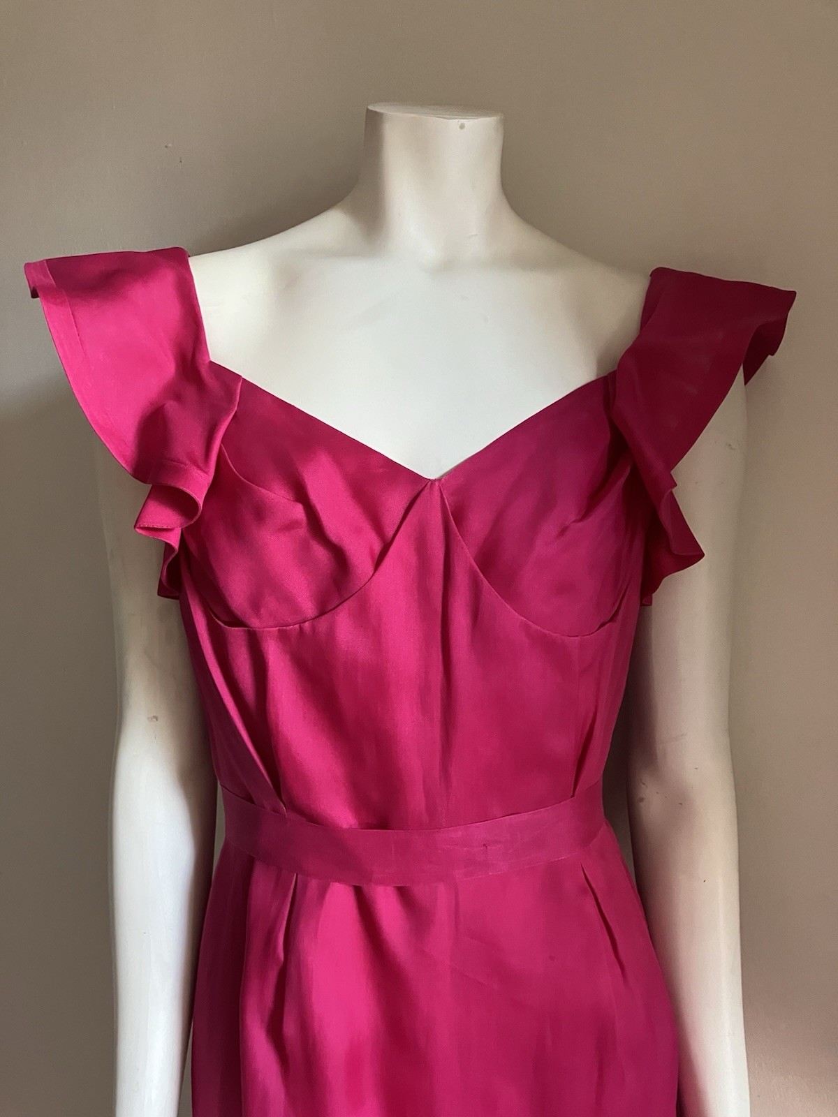 Tom Ford Yves Saint Laurent YSL SS2005 Runway Fuchsia Silk Ruffle Dress FR40 US6