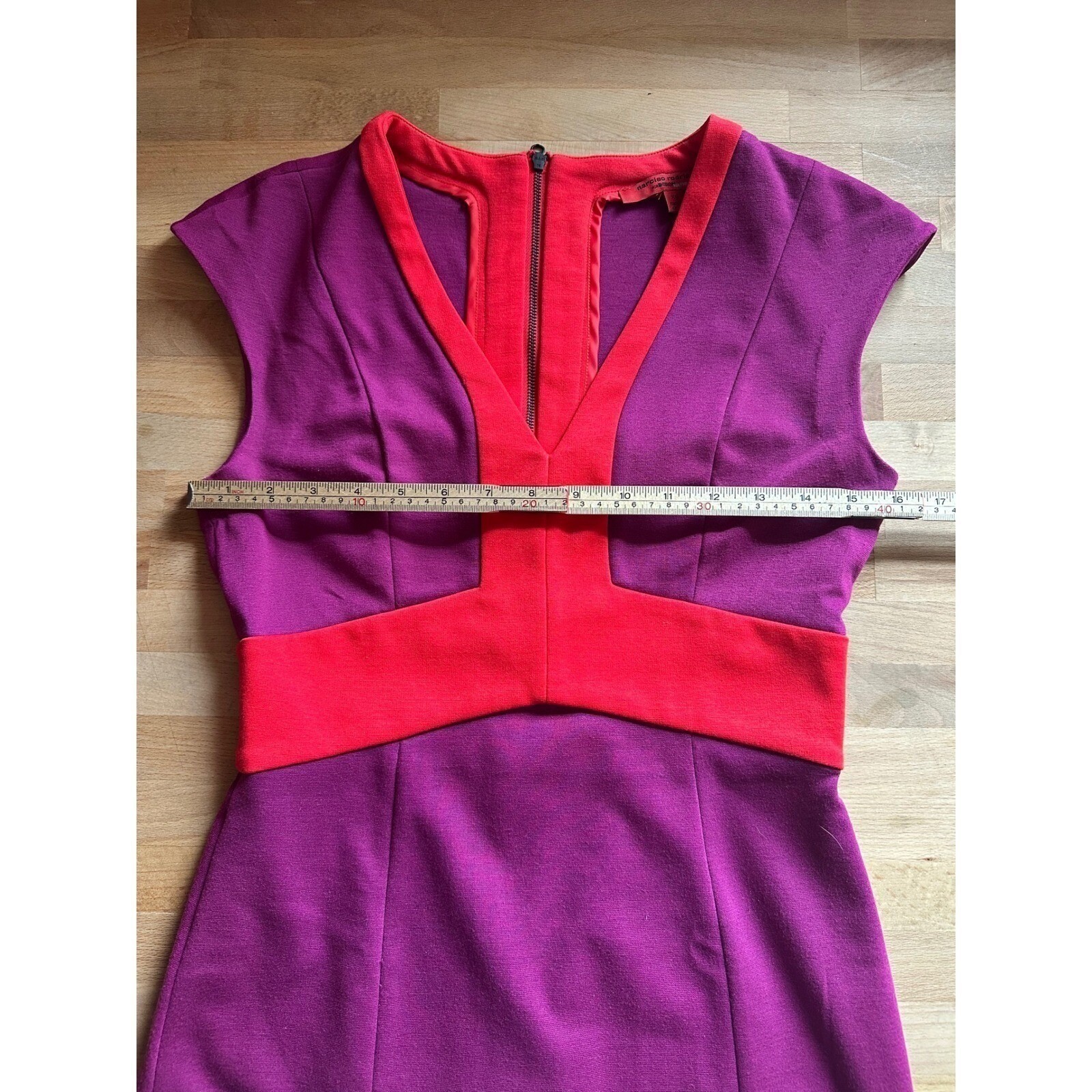 Narciso Rodriguez Purple Red Colorblock Cap Sleeve Pencil Dress Women’s Size XS