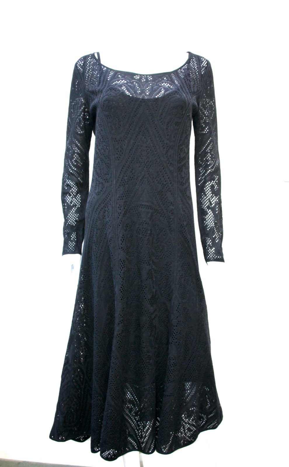 Peruvian Connection “Phoebe” Black Pima Cotton Crochet Lace Dress, M, rrp £489