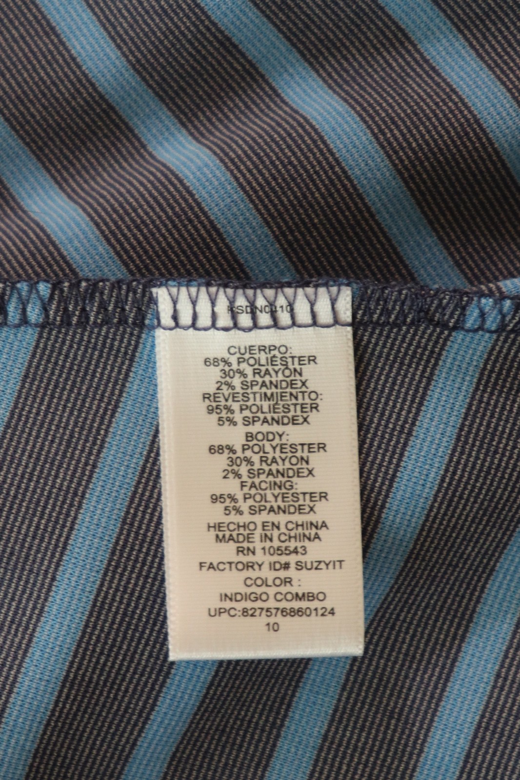 Peter Som Design Nation Blue Striped Stretchy Jersey Full Skirted Dress Women 10