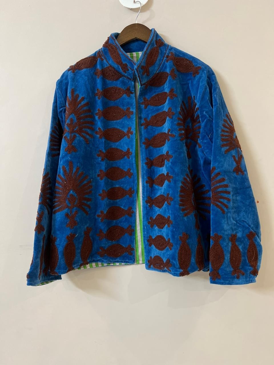 Handmade Velvet Jacket Robe, Reversible Cotton Boho Jacket, Indian Block Print