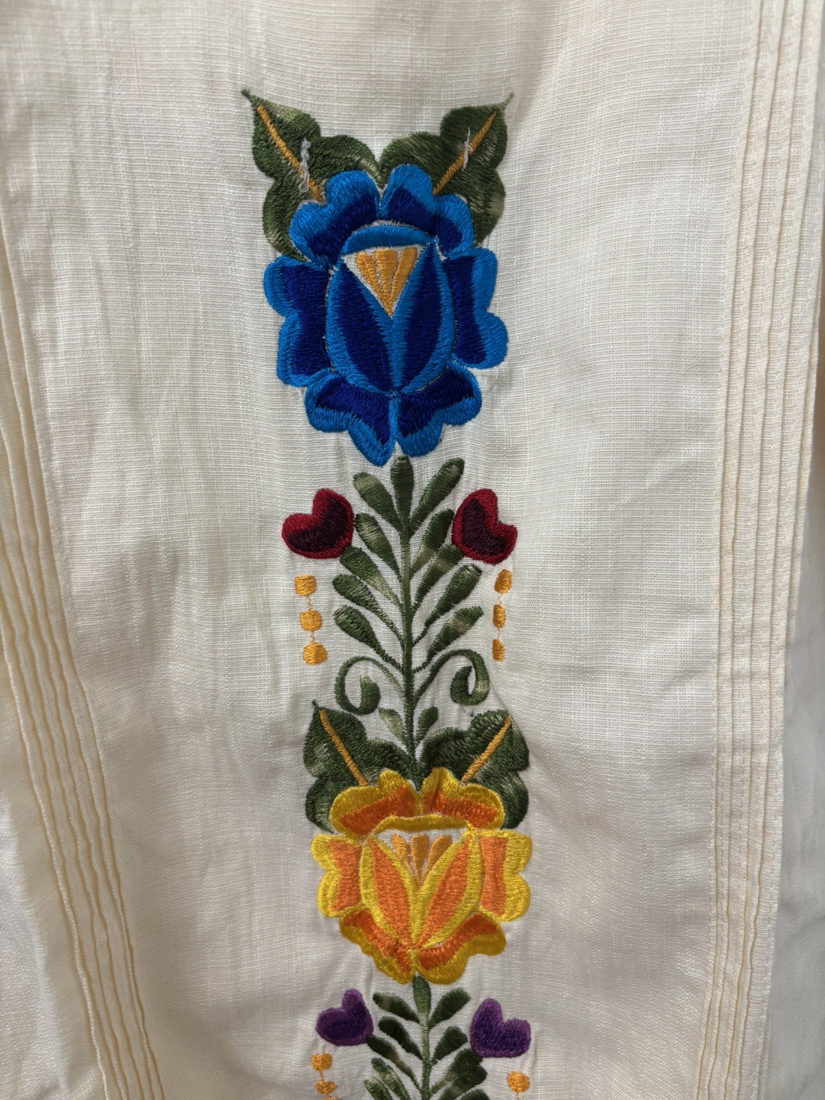 Vintage Guayabera Cotton Manta Embroidered Dress from Merida Mexico