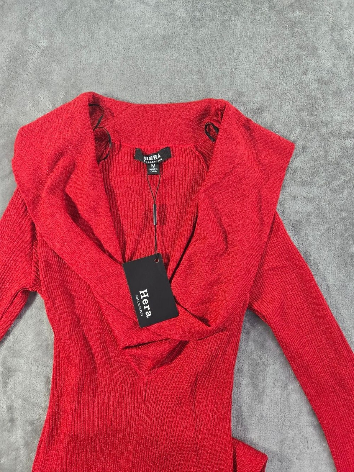 Hera Collection Red Long-Sleeve Maxi Dress with Cowl Neck