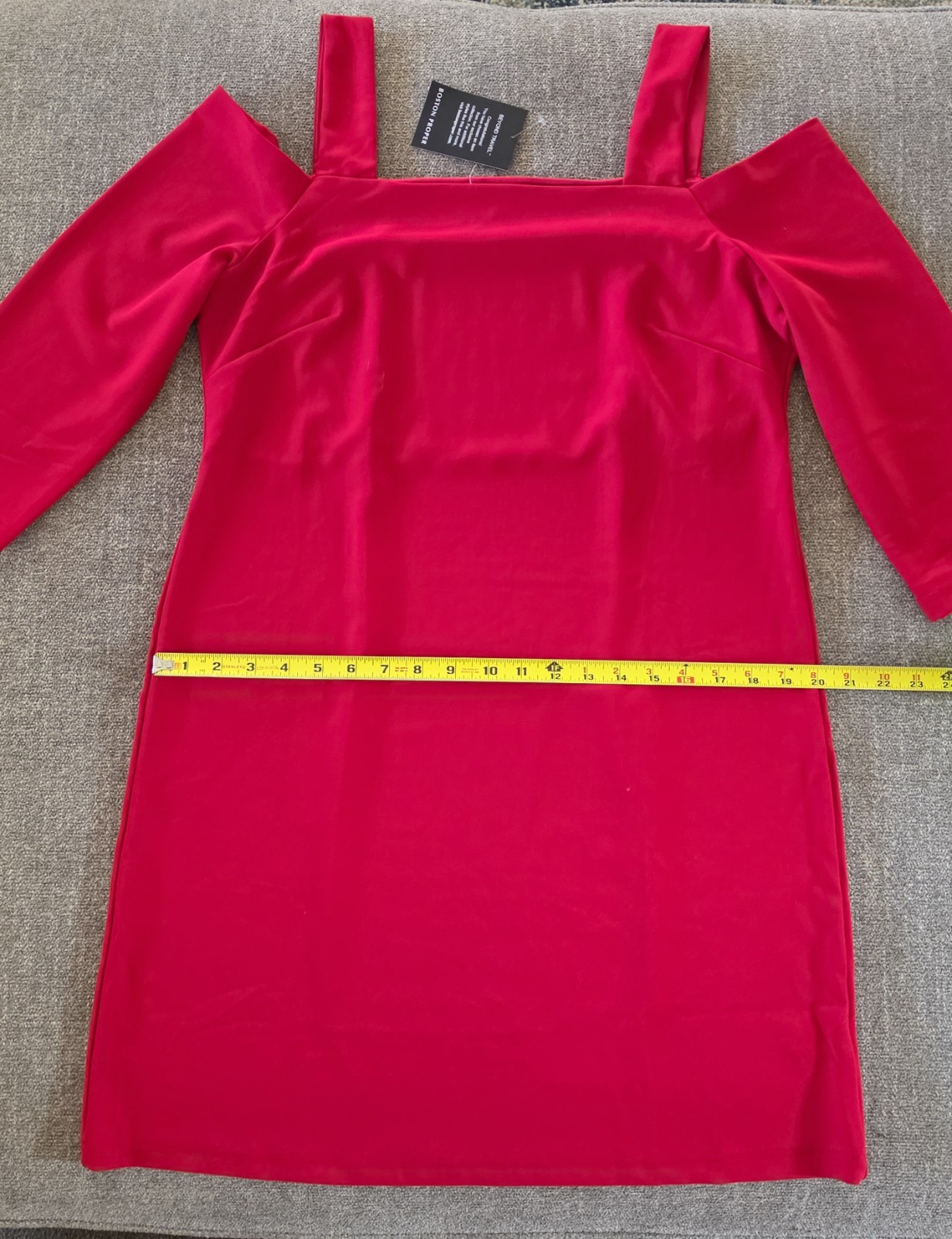 Boston Proper Beyond Travel Cold Shoulder Three Quarter Sleeve Red Dress NWT