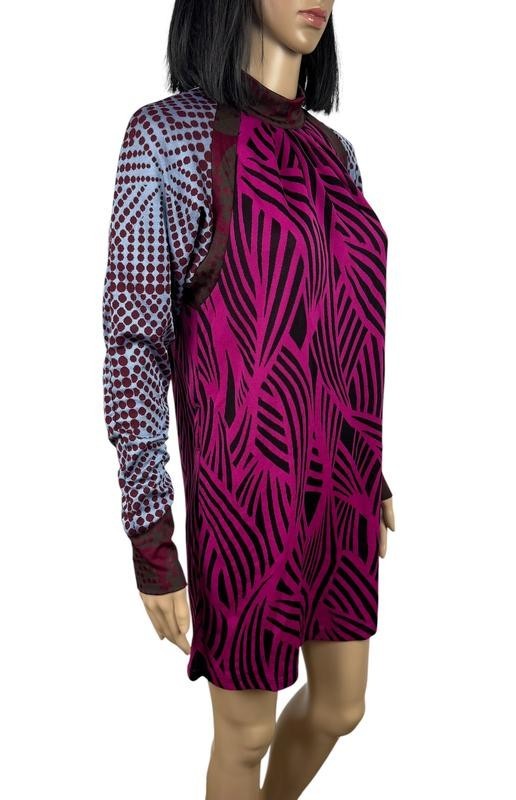 Custo Barcelona Printed Mini Dress Multicolor Long Sleeve Stretch Size 1 / S