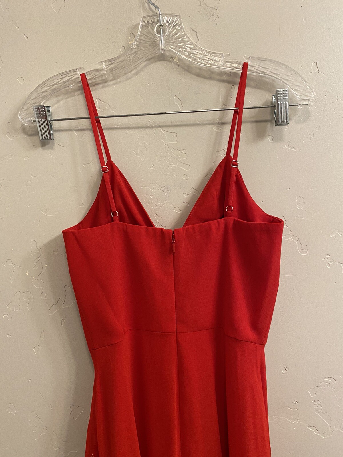 Dress The Population Size XS Cambria Red Maxi Slit Cutout Evening Gown Dress