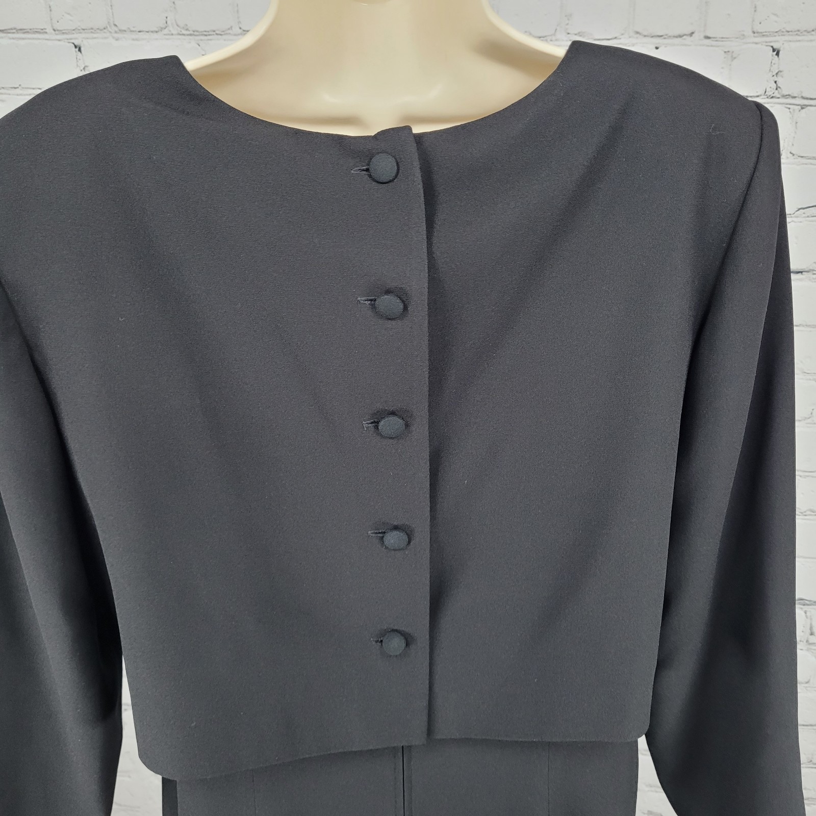 VTG Rimini Black Long Sleeve Beaded Buttoned Back Slit Jacket Dress Size 14