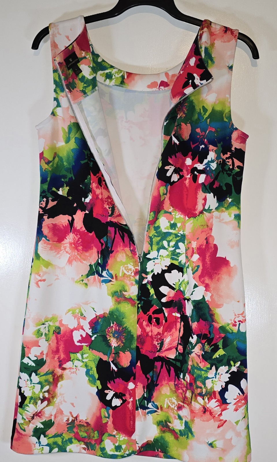 Worthington Womens L Vibrant Abstract Watercolor Floral Sheath Stretchy Dress