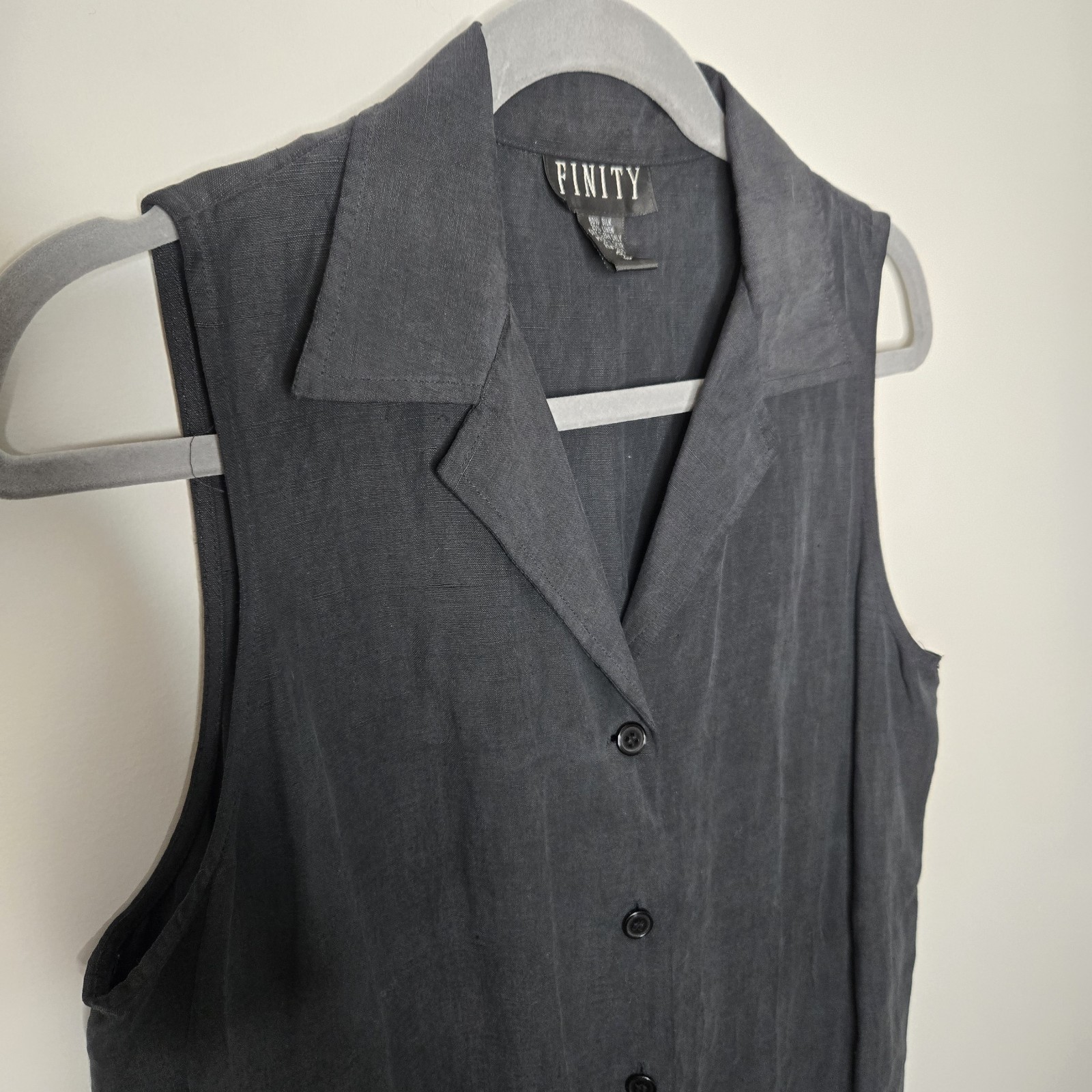 Finity Womens Dress Size 12 Silk Linen Button Front Maxi Normcore Minimalist