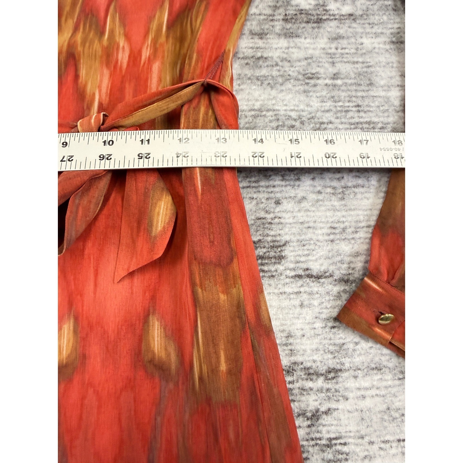 Banana Republic Heritage Ikat Print Split Neck Dress Gold Bar Detail Rust Size 2