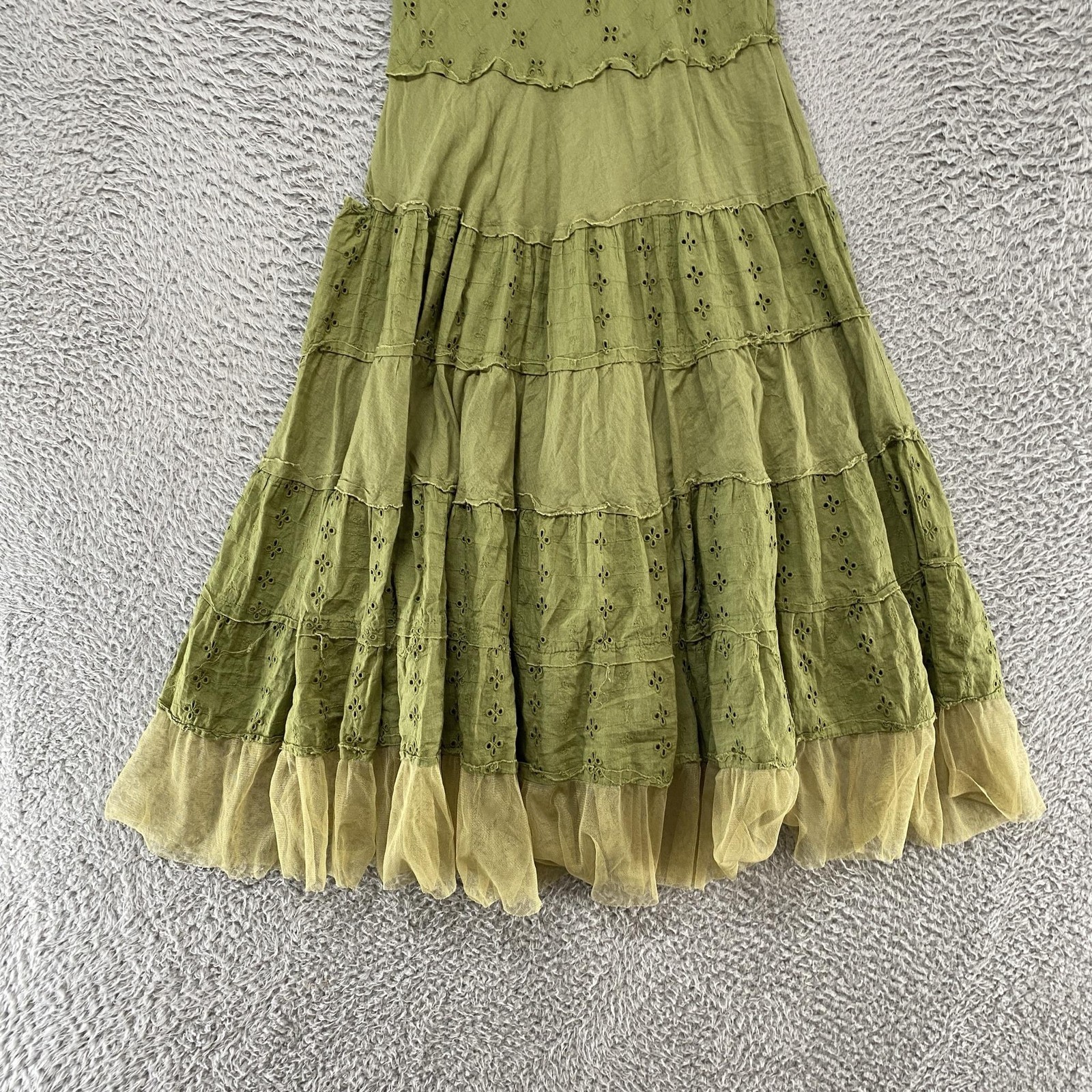 Connected Y2K Fairy Dress Womens Small Embroidered Tiered Midi Sundress Boho