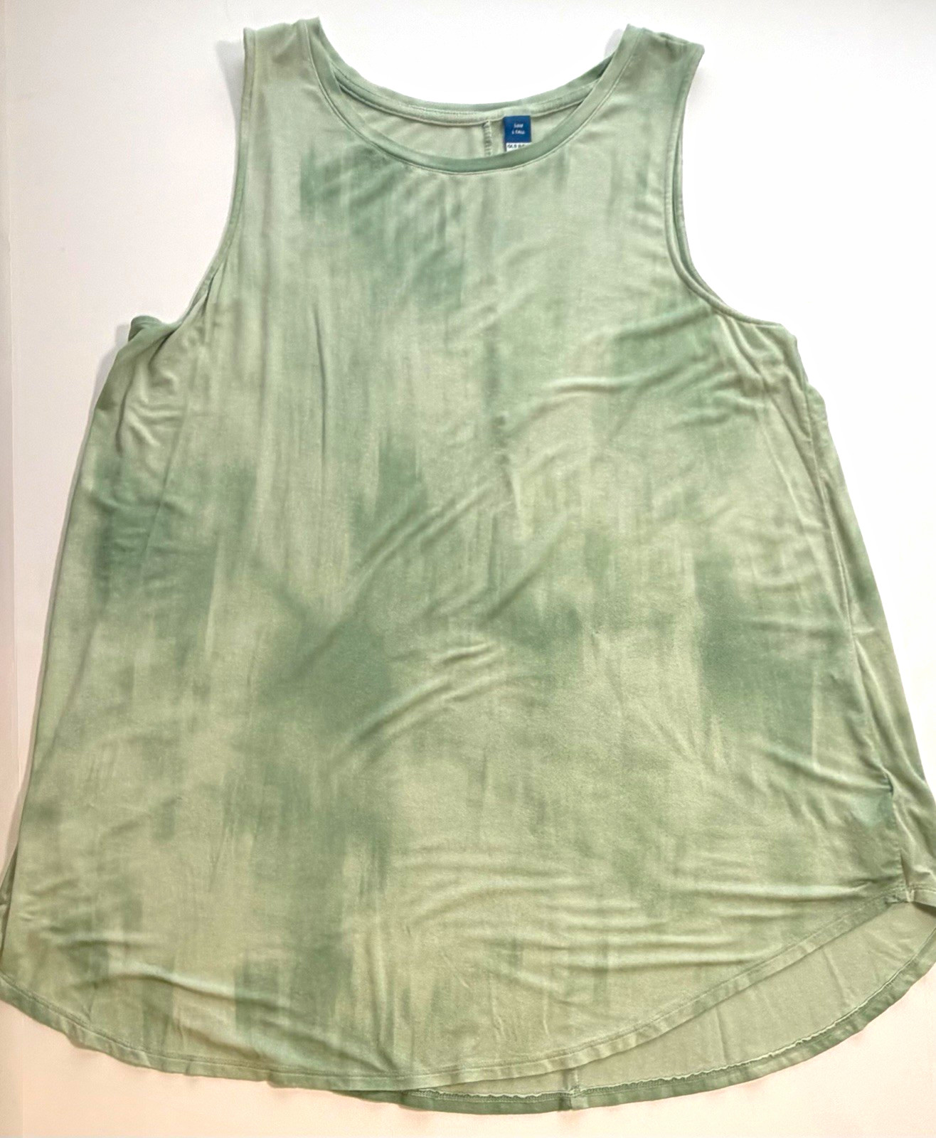 Old Navy Luxe Tank Top Womens L Tall Green Tie Dye High Neck Sleeveless Stretch