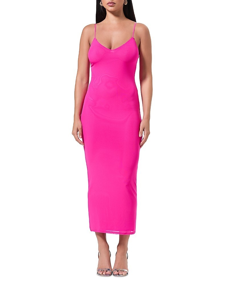 AFRM Amina Mesh Maxi Slip Dress Women’s XS Glow Pink V-Neck Adjustable Strap~