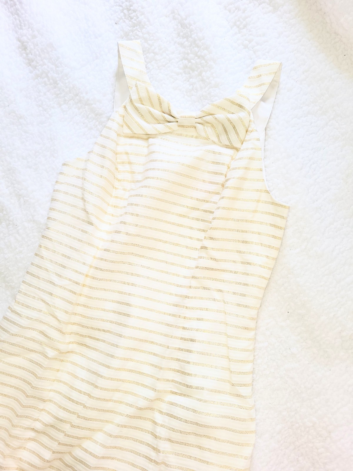 NWOT Lilly Pulitzer Henley Metallic Gold & Ivory White Sheath Dress Size 4