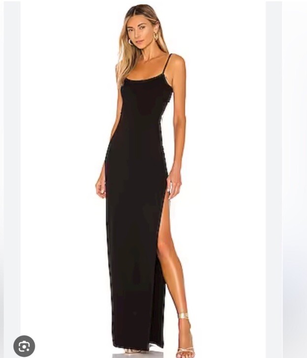 NWT REVOLVE By The Way. Black Synched Bodycon Side Slit Maxi Dress M