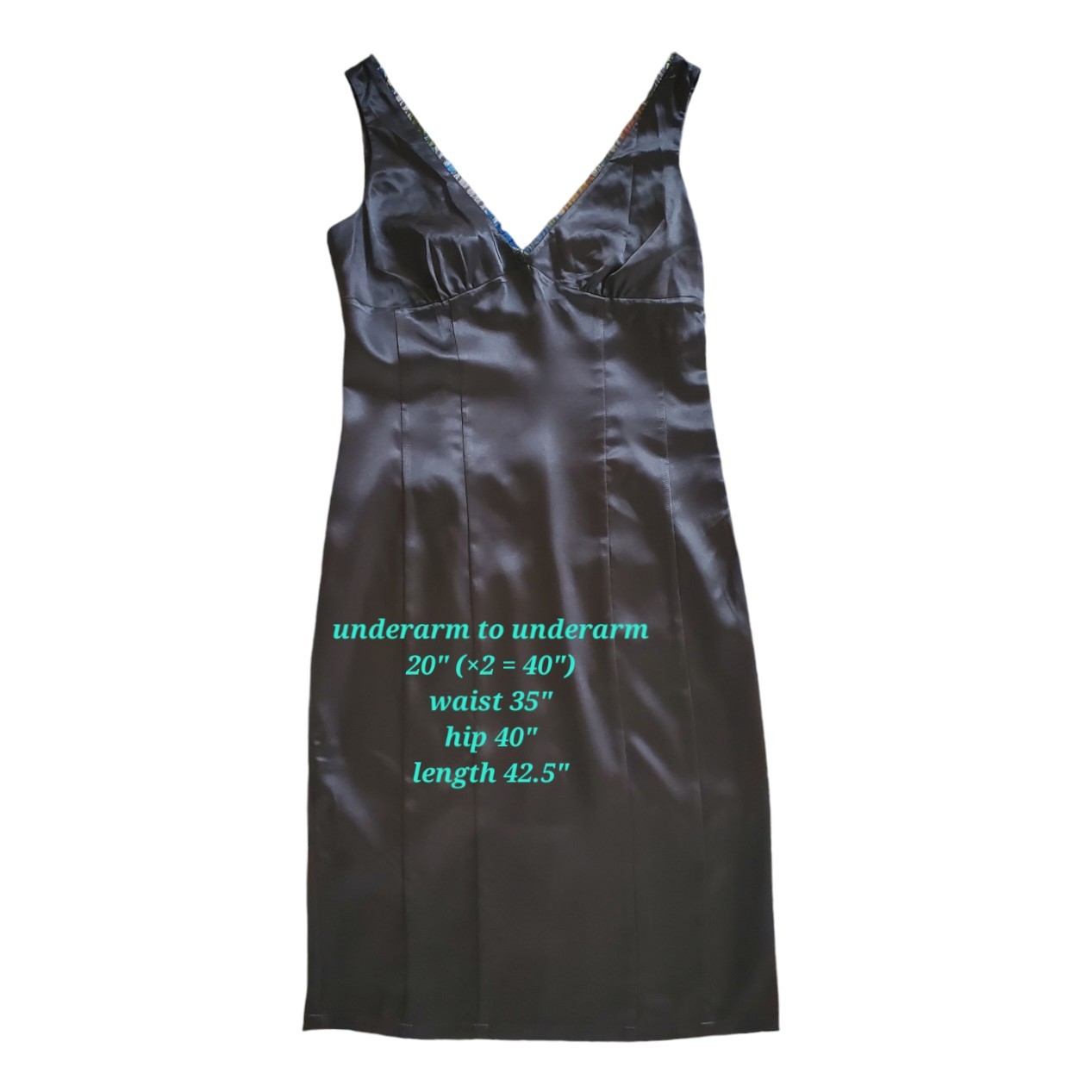 Sz EU 44 US 12 New Chic Star Little Black Satin Slip Dress Classic Sexy Double V