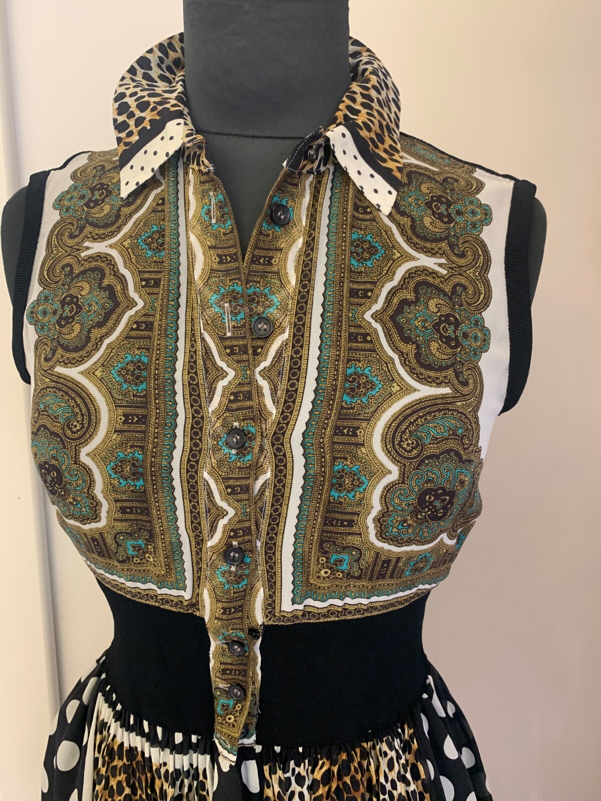 Dolce and Gabbana D&G Multi Pattern Scarf Silk Runway Dress IT44 UK10 US6 EU36