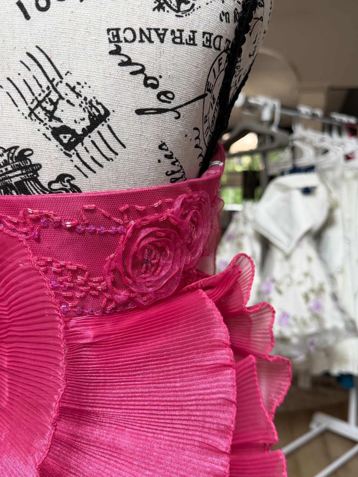 G001 Cinderella Divine Fuchsia Pink Ruffle Rosette Mini Formal Dress Size 4