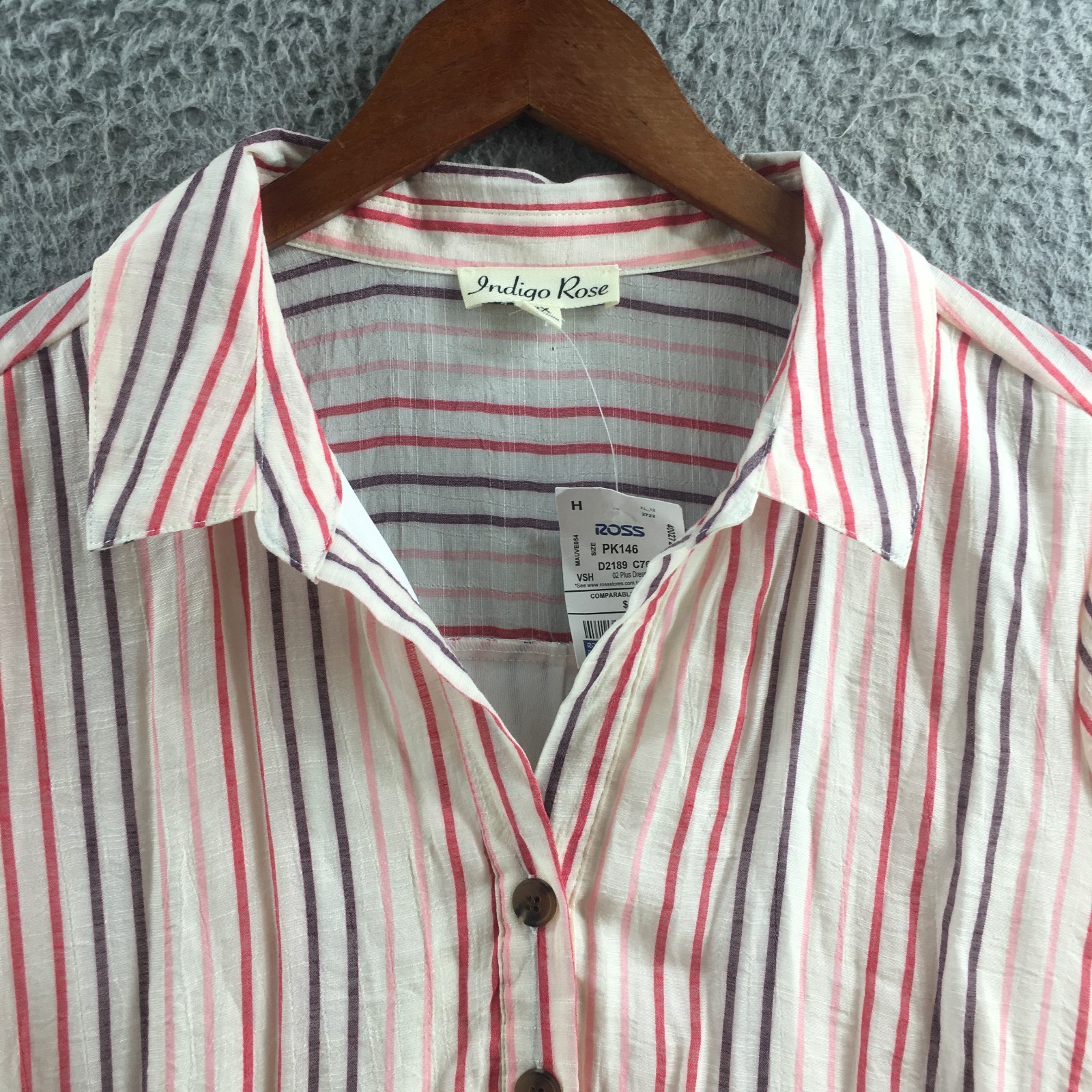 Indigo Rose Shirt Dress Womens 2X Multicolor Striped Short Sleeve Collared NEW